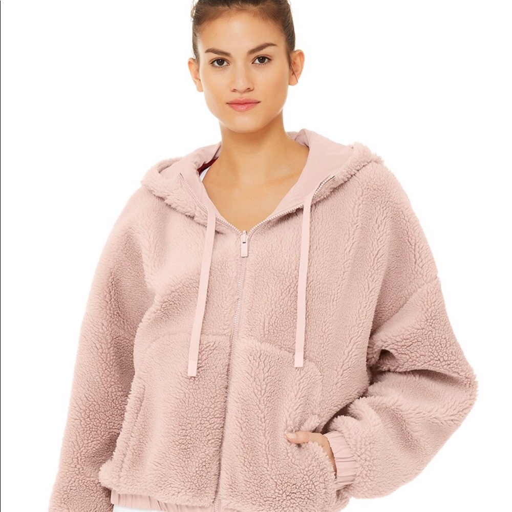 ALO Yoga reversible sherpa  pink jacket